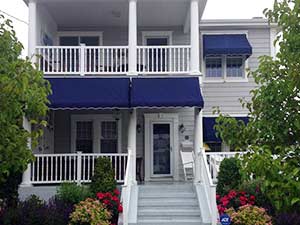 residential awning - blue awning coving front window and porch